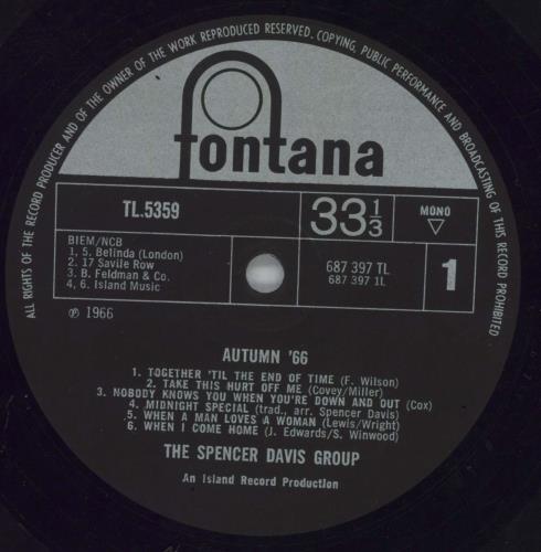 Spencer Davis Group Autumn '66 - 1st - EX vinyl LP album (LP record) UK SDGLPAU285738