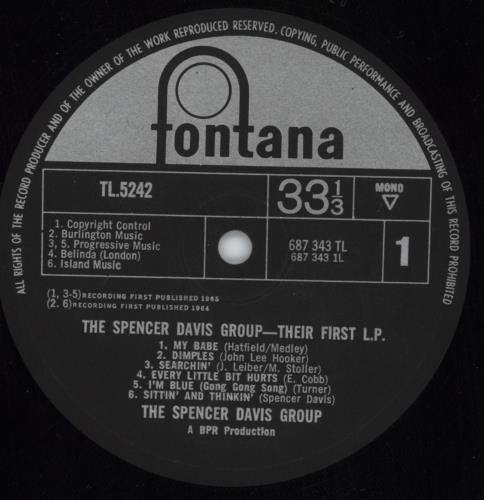 Spencer Davis Group Their First LP vinyl LP album (LP record) UK SDGLPTH298624