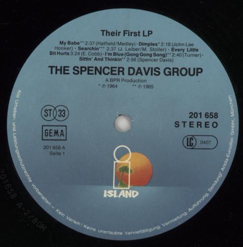 Spencer Davis Group Their First LP vinyl LP album (LP record) German SDGLPTH597704