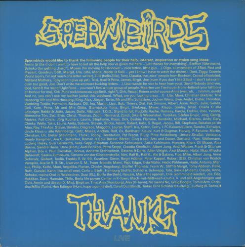 Spermbirds Thanks - Live vinyl LP album (LP record) German SMBLPTH867619
