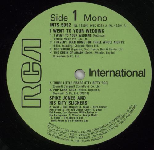 Spike Jones I Went To Your Wedding vinyl LP album (LP record) UK SKJLPIW341914