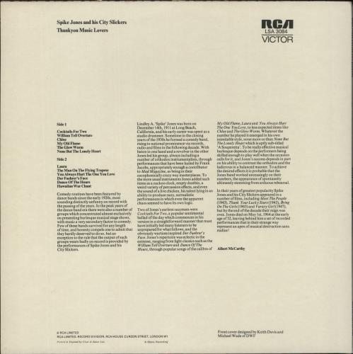 Spike Jones Thank You Music Lovers vinyl LP album (LP record) UK SKJLPTH235462