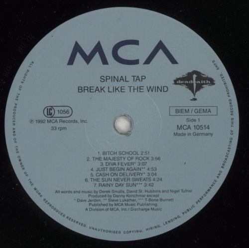 Spinal Tap Break Like The Wind vinyl LP album (LP record) UK TAPLPBR329373