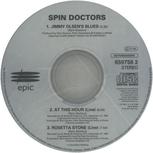 Spin Doctors Jimmy Olsen's Blues UK CD single (CD5 / 5") (85542)
