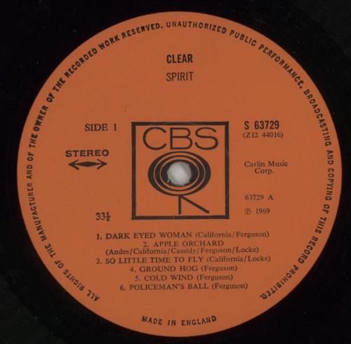 Spirit Clear Spirit - 1st - EX vinyl LP album (LP record) UK SRTLPCL640139