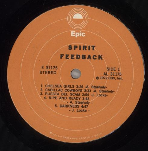 Spirit Feedback vinyl LP album (LP record) US SRTLPFE314269