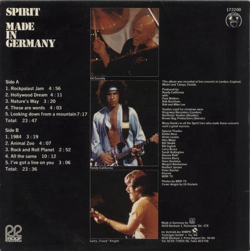 Spirit Made in Germany vinyl LP album (LP record) German SRTLPMA314469