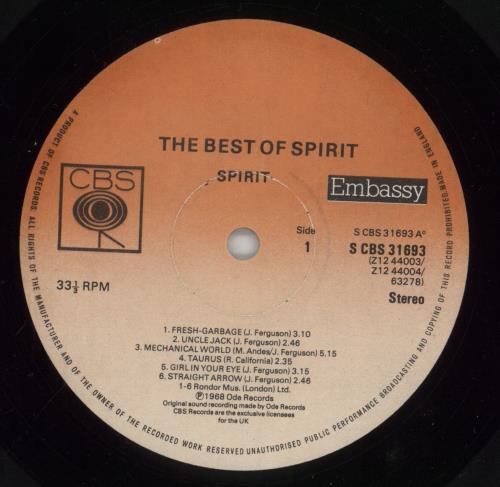 Spirit The Best Of Spirit vinyl LP album (LP record) UK SRTLPTH779948