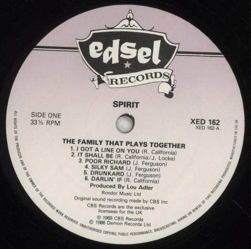 Spirit The Family That Plays Together vinyl LP album (LP record) UK SRTLPTH466224