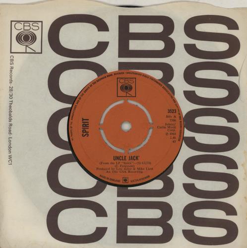 Spirit Uncle Jack 7" vinyl single (7 inch record / 45) UK SRT07UN760401