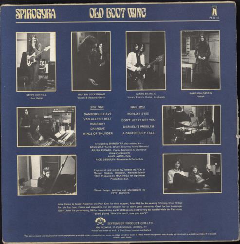 Spiro Gyra Old Boot Wine - 1st - VG Sleeve vinyl LP album (LP record) UK GYRLPOL824050