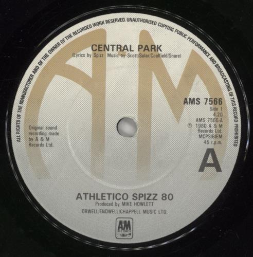 Spizz Central Park 7" vinyl single (7 inch record / 45) UK SZZ07CE89855