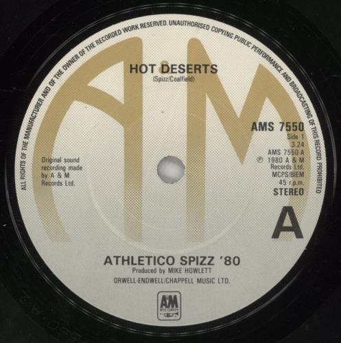 Spizz Hot Deserts 7" vinyl single (7 inch record / 45) UK SZZ07HO582857