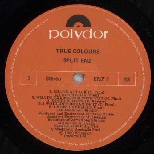 Split Enz True Colours vinyl LP album (LP record) New Zealand ENZLPTR882336