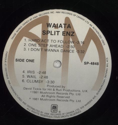 Split Enz Waiata vinyl LP album (LP record) Canadian ENZLPWA856094