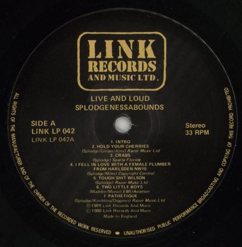 Splodgenessabounds Live And Loud!! vinyl LP album (LP record) UK ODGLPLI867648