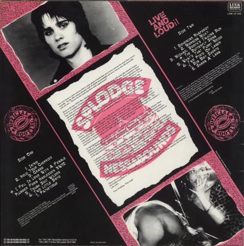 Splodgenessabounds Live And Loud!! vinyl LP album (LP record) UK ODGLPLI867648