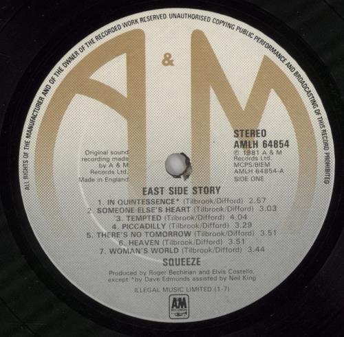 Squeeze East Side Story - EX vinyl LP album (LP record) UK SQULPEA804401