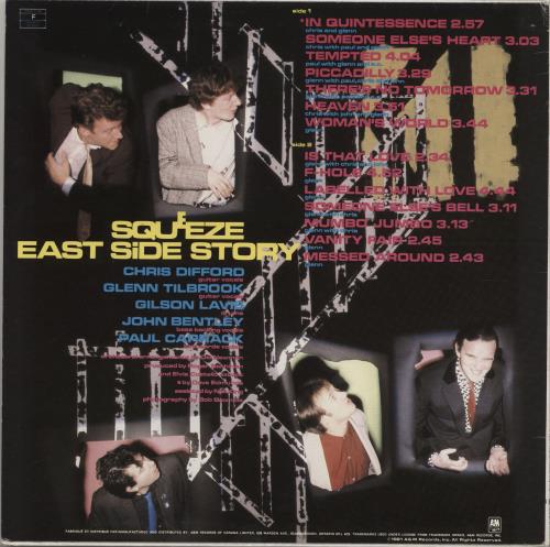 Squeeze East Side Story vinyl LP album (LP record) Canadian SQULPEA767355