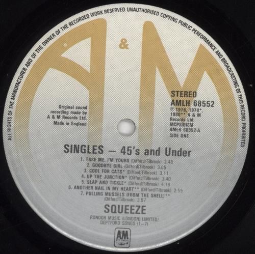 Squeeze Singles - 45's And Under - Barcoded p/s vinyl LP album (LP record) UK SQULPSI848466