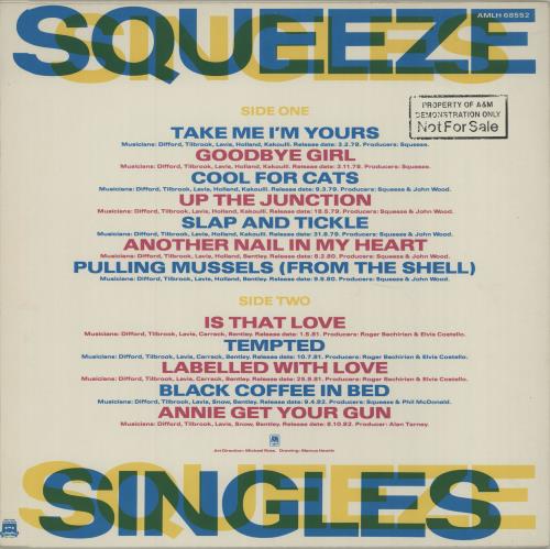 Squeeze Singles - 45's And Under - Promo Stamped vinyl LP album (LP record) UK SQULPSI526396