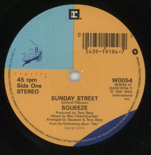Squeeze Sunday Street 7" vinyl single (7 inch record / 45) UK SQU07SU193778
