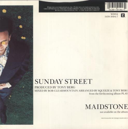 Squeeze Sunday Street 7" vinyl single (7 inch record / 45) UK SQU07SU193778