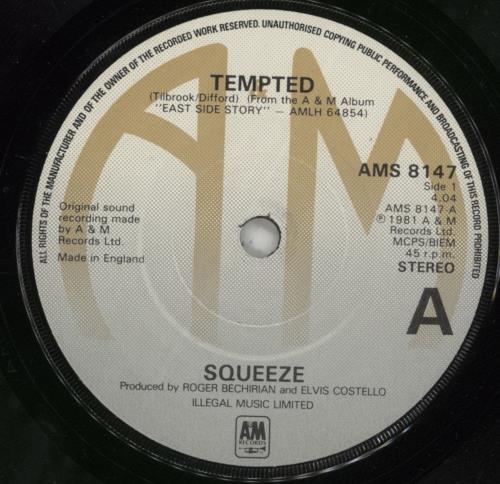 Squeeze Tempted 7" vinyl single (7 inch record / 45) UK SQU07TE42547