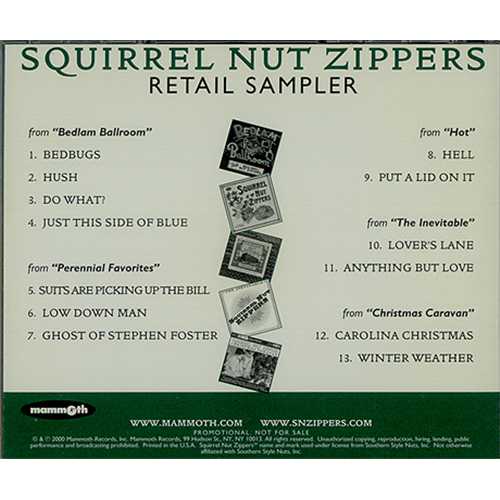 Squirrel Nut Zippers Retail Sampler US Promo CD album (CDLP) (407400)