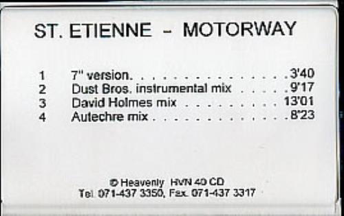 St Etienne Motorway cassette single UK ETICSMO287754