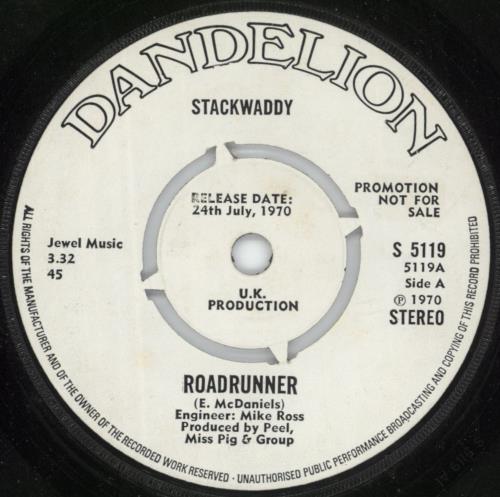 Stack Waddy Roadrunner 7" vinyl single (7 inch record / 45) UK SWY07RO873695