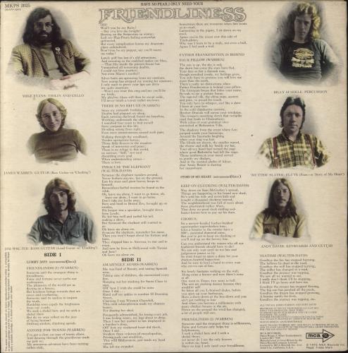 Stackridge Friendliness - VG vinyl LP album (LP record) UK KRDLPFR580329