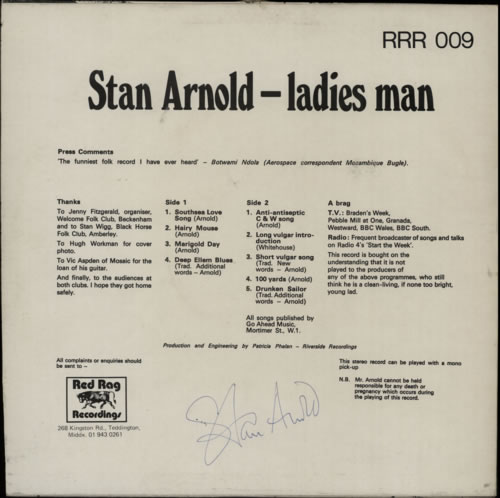 Stan Arnold Ladies Man - Autographed vinyl LP album (LP record) UK VXDLPLA592414