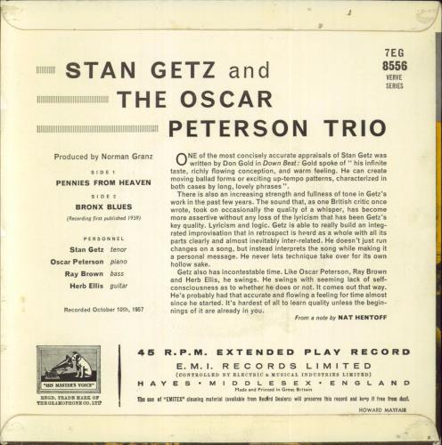 Stan Getz And The Oscar Peterson Trio EP 7" vinyl single (7 inch record / 45) UK SGQ07AN832712