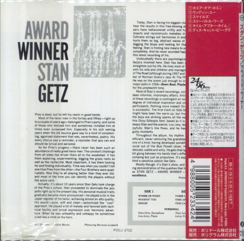 Stan Getz Award Winner CD album (CDLP) Japanese SGQCDAW829778