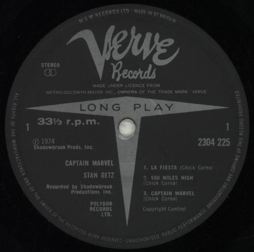 Stan Getz Captain Marvel vinyl LP album (LP record) UK SGQLPCA442266