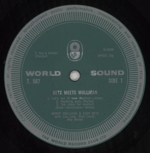 Stan Getz Getz Meets Mulligan vinyl LP album (LP record) UK SGQLPGE443825