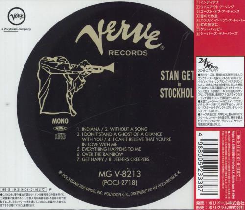 Stan Getz In Stockholm CD album (CDLP) Japanese SGQCDIN827842