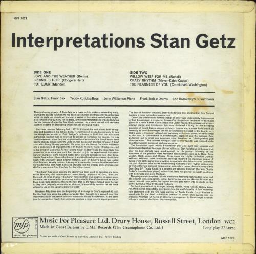 Stan Getz Interpretations vinyl LP album (LP record) UK SGQLPIN443315