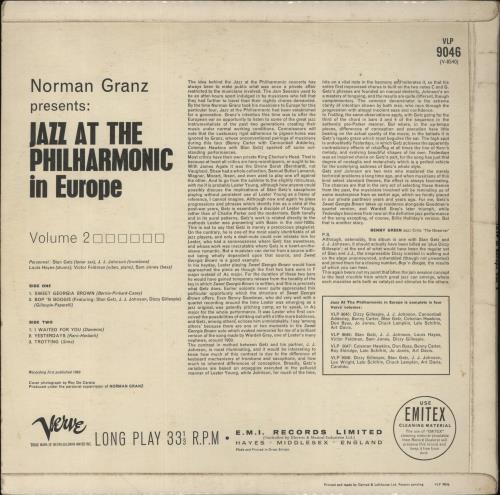 Stan Getz Jazz At The Philharmonic In Europe Vol. 2 vinyl LP album (LP record) UK SGQLPJA855320
