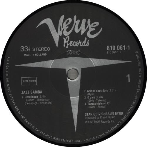 Stan Getz Jazz Samba vinyl LP album (LP record) Dutch SGQLPJA710104