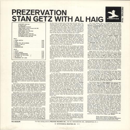 Stan Getz Prezervation vinyl LP album (LP record) Japanese SGQLPPR747025