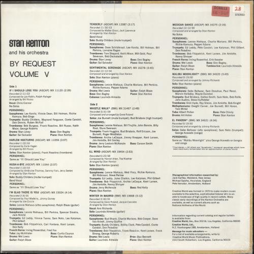 Stan Kenton By Request Volume V vinyl LP album (LP record) US SK2LPBY699548
