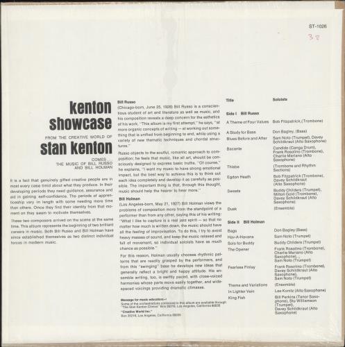 Stan Kenton Kenton Showcase - Portrait Sleeve vinyl LP album (LP record) US SK2LPKE699567