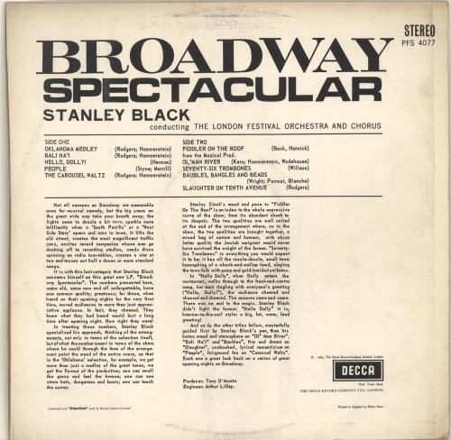Stanley Black Broadway Spectacular vinyl LP album (LP record) UK 1SBLPBR693429