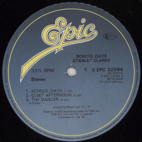 Stanley Clarke School Days - Company Insert vinyl LP album (LP record) UK SC8LPSC821640