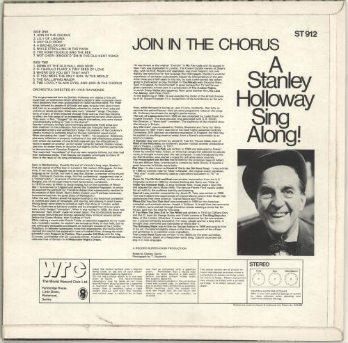 Stanley Holloway Join In The Chorus vinyl LP album (LP record) UK HLWLPJO694148