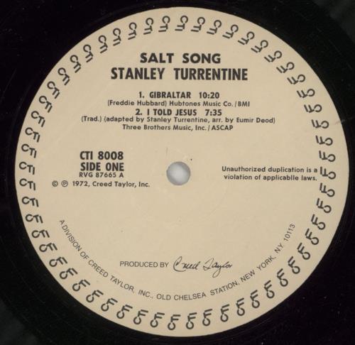 Stanley Turrentine Salt Song vinyl LP album (LP record) UK SU6LPSA866935