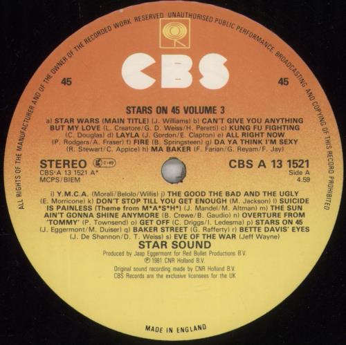 Star Sound Stars On 45 Volume 3 12" vinyl single (12 inch record / Maxi-single) UK W7A12ST889239