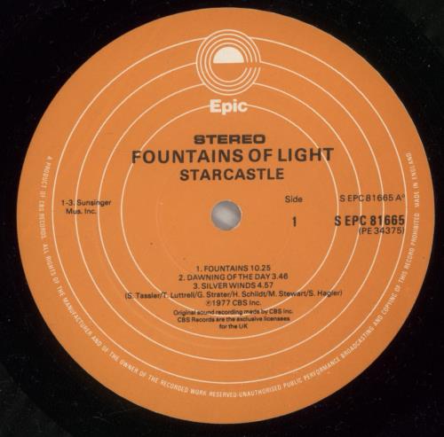 Starcastle Fountains Of Light vinyl LP album (LP record) UK 0SCLPFO417396